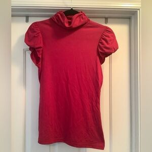 Worthington Pink Pullover Mock Turtle Neck Short Cap Sleeve Top Sm NWT